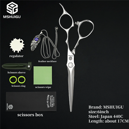 MSHUIGU professional barber Small size scissors 440C 5-5.5-6inch Multifunctional thinning shears Salon Tool Accessories