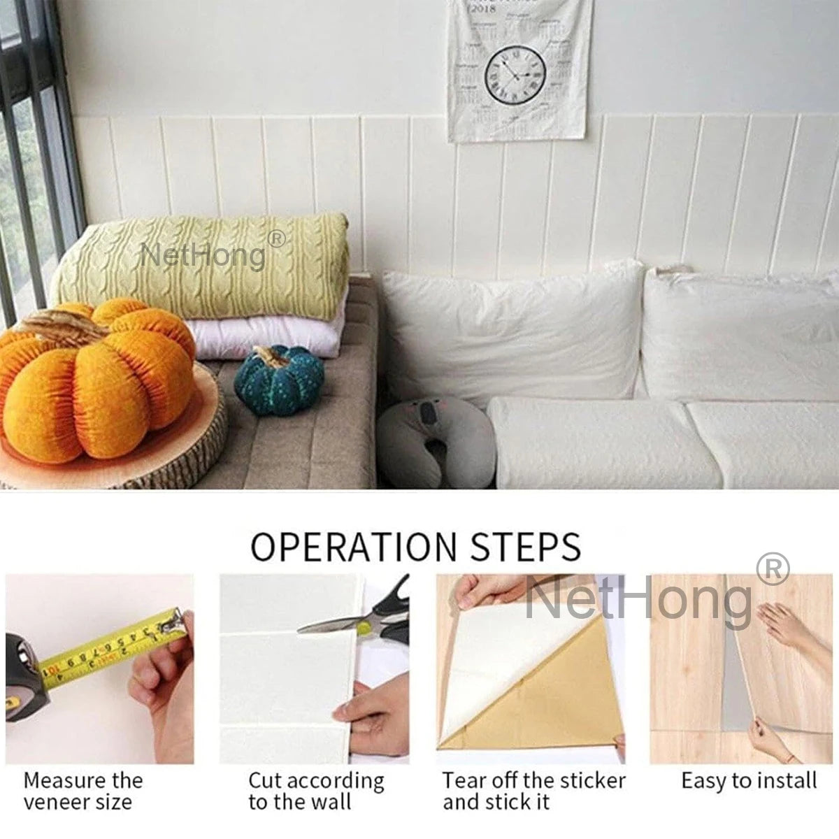 Waterproof Brick Stone Wallpaper Self Adhesive Vinyl Wall Decor Sticker 70*77cm