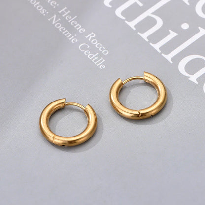 Classic Stainless Steel Hoop Earrings For Women Men Heart Star Oval Rectangle Round Triangle Gold Color Punk Hip Hop Jewelry