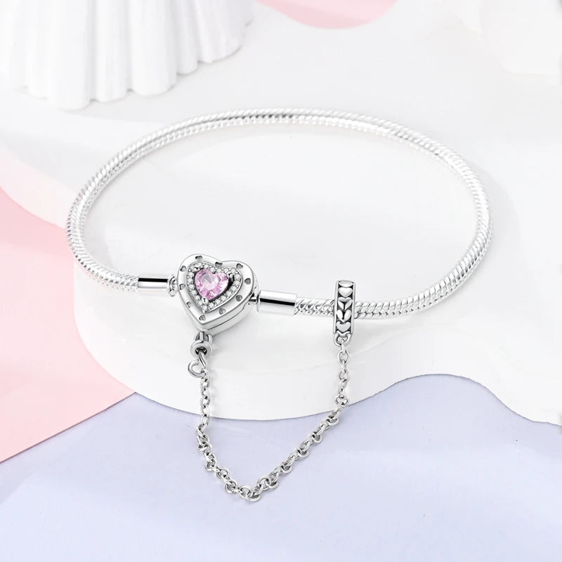 925 Sterling Silver Charm Bracelet - Leaf, Clover, Butterfly & Heart Design | 17-20cm Adjustable