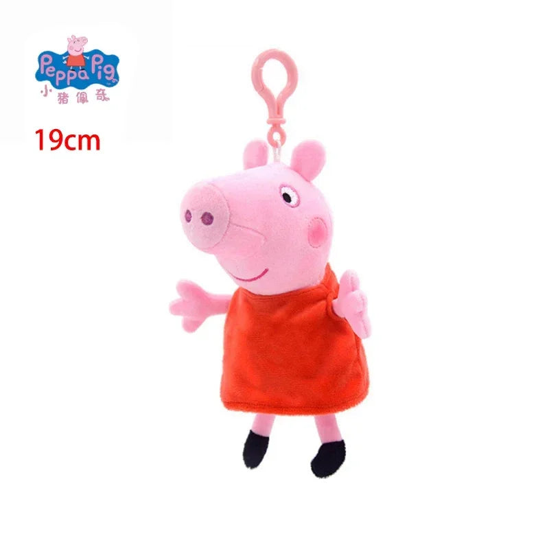 19CM Genuine Peppa Pig George Emily Candy Dennie Pedro Stuffed Plush Toys Keyring Animal Doll Pendant Children's Birthday Gifts