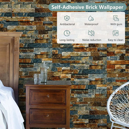 6M 3D Rust masonry pattern Effect Wallpaper Vinyl Self Adhesive Wall Stickers