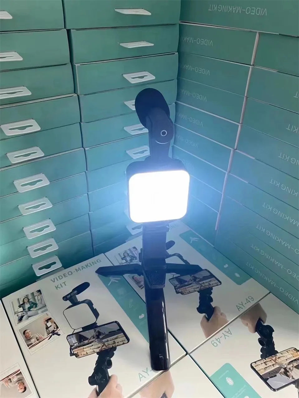 Phone Vlogging Starter Kit: Tripod, Holder, Mini Microphone, LED Light for TikTok Live & YouTube