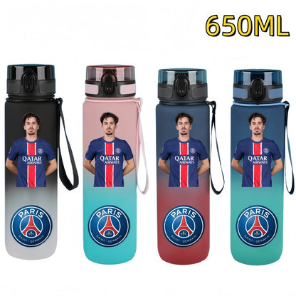 650ml 2025 Champion Team Football Star Water Cup Désiré Doué Portable Large Capacity Sports Fitness Flip Cover Drinking Bottle