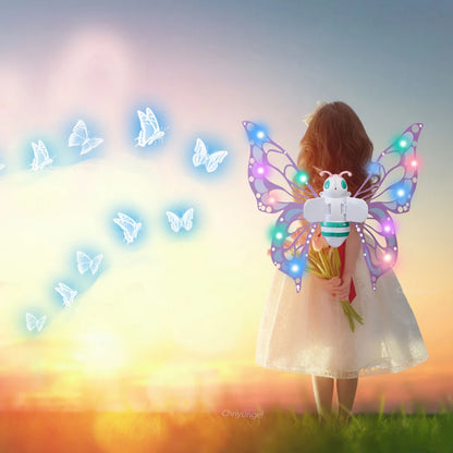 Electric Butterfly Wings Moving Elf Wing with Light Fairy Wings for Kids Birthday Christmas Cosplay Dress Up Angel Girls Toy