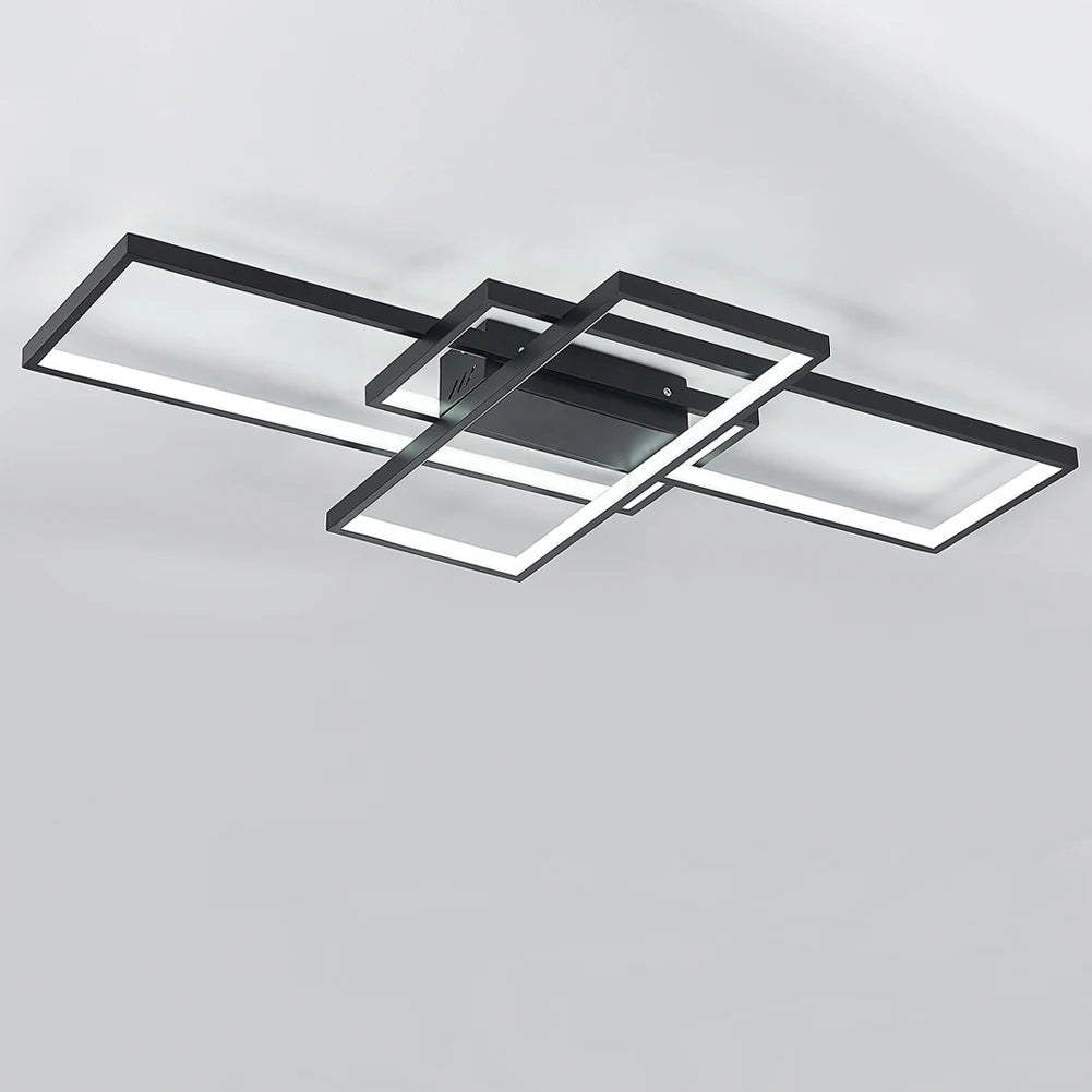 KOMORE Neutral Style Rectangular LED Semi Flush Ceiling Light, Cool White / Stepless Dimming for Office, Living Room