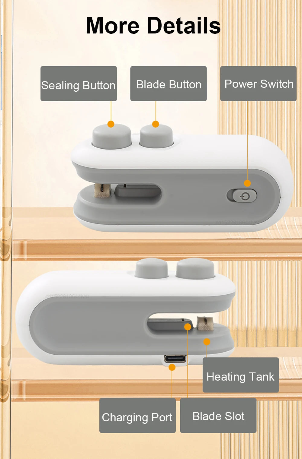Mini Sealing Machine 2IN1 Heat Sealer Storage Bag Package Plastic Food Sealer USB Rechargable Clip Bag Handheld Food Heat Sealer