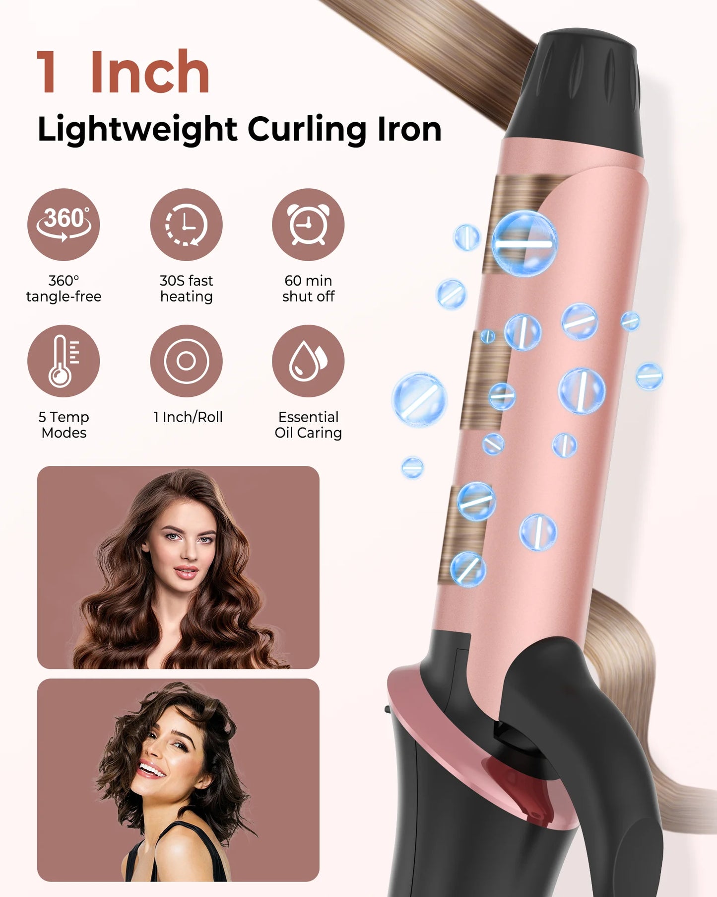 Ceramic Mini Hair Curler 25mm Travel Curling Iron Dual Voltage Curling Wand Small Hair iron Styler Curly Hair Products