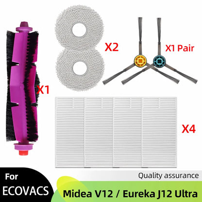 Fit For ( Midea V12 / Eureka J12 Ultra ) Roller Side Brush Hepa Filter Mop Cloth Dust Bag Robot Vacuums Accessory Part