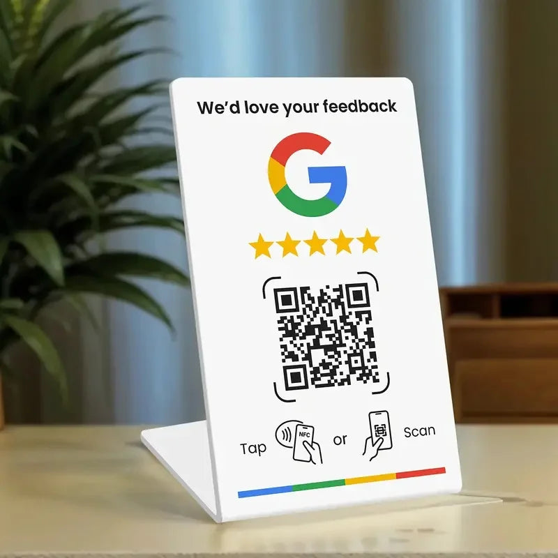 NFC 215 Programmable for Google Review Card NFC Station Table 13.56Mhz QR code can be independently set to link Standing Card