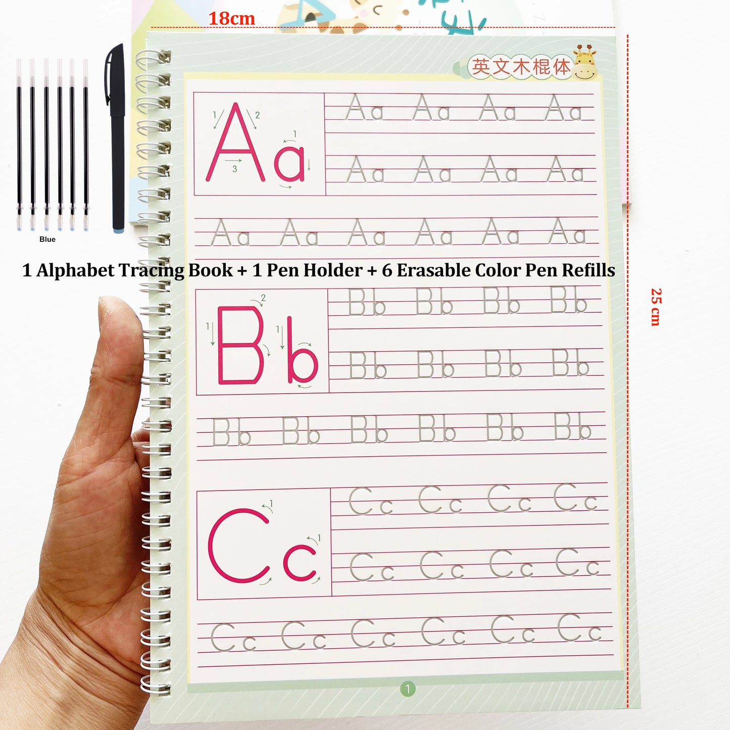 English Alphabet Groove Writing Practice Book with Pen Included
