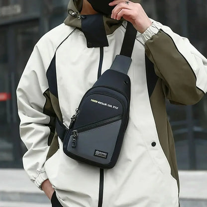 New Ox Cloth Men's Crossbody Bag Simple Faion Korean Version Chest Small Bapa Single oulder Bag Casual Chain Handle