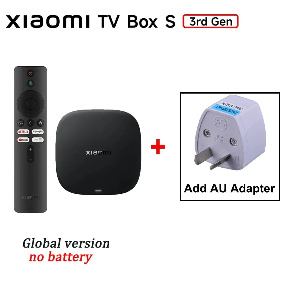 Global Version Xiaomi TV Box S 3rd Gen 4K Ultra HD Wifi 6 Bluetooth 5.2 32GB ROM Google TV Google Assistant Smart Media Player
