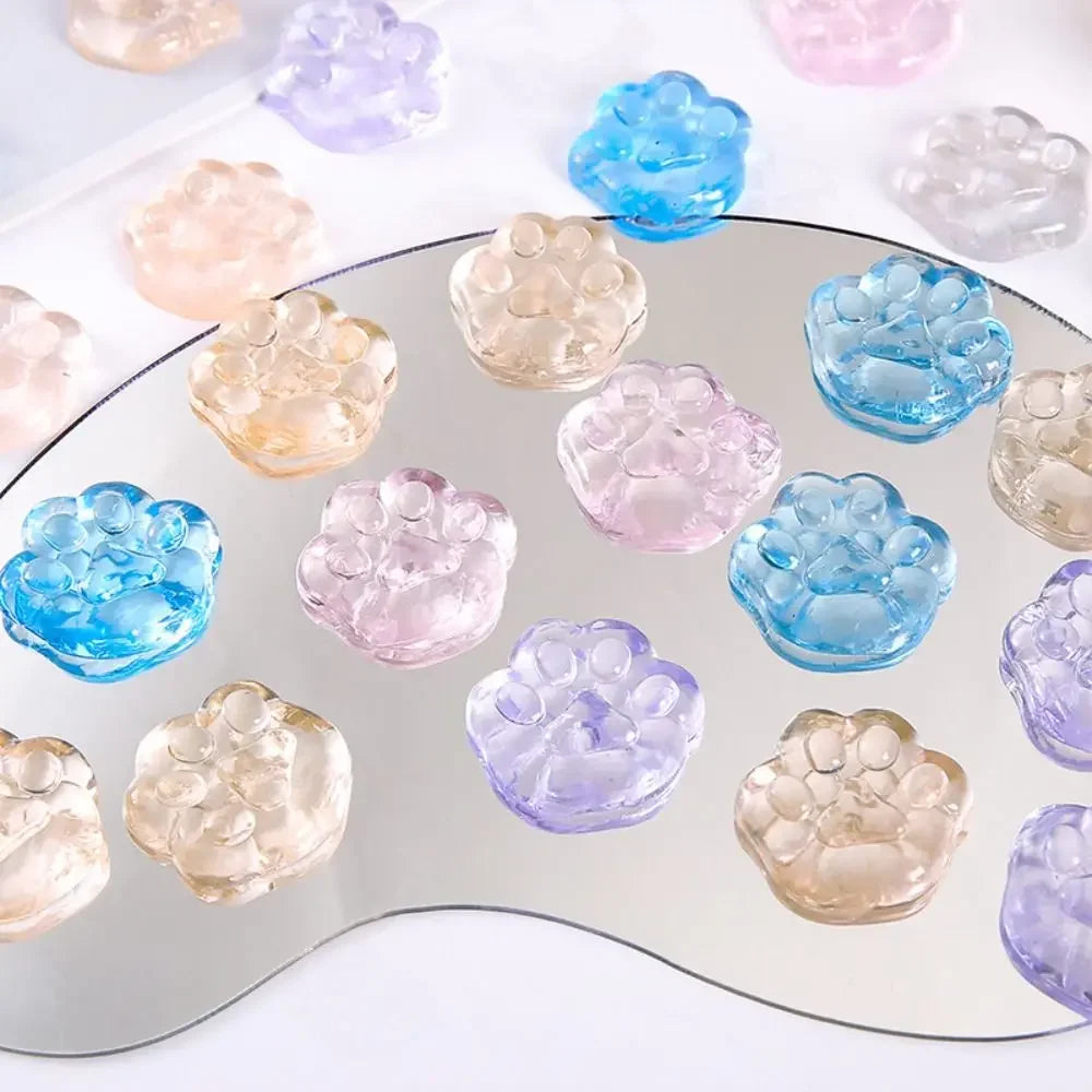 5-10PCS Kawaii Cat Paws Sticky Squeeze Toys Soft Realistic Jelly Glitter Cat Paws Transparent Squeeze Toys Kids Adult Gifts