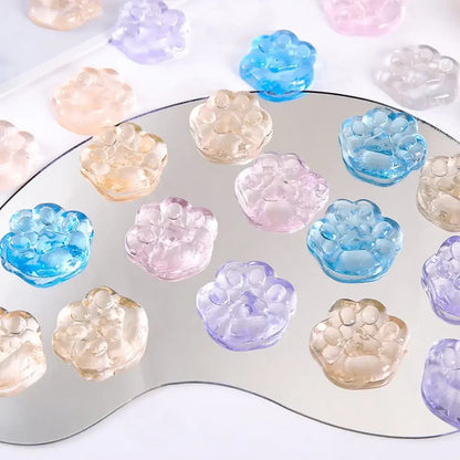5-10PCS Kawaii Cat Paws Sticky Squeeze Toys Soft Realistic Jelly Glitter Cat Paws Transparent Squeeze Toys Kids Adult Gifts