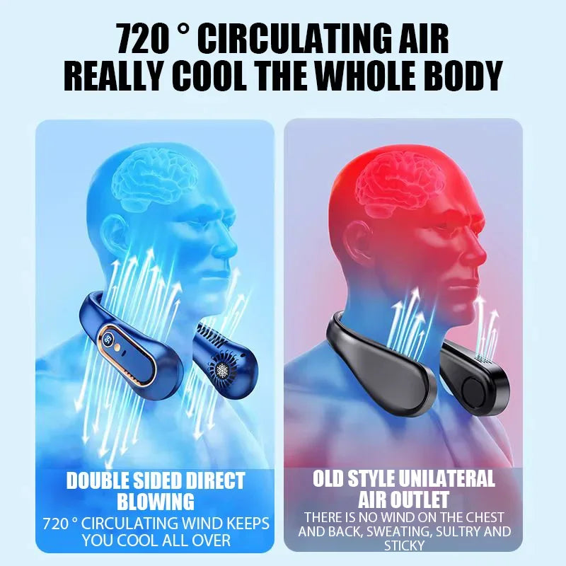 Portable Mini Hanging Neck Fan Bladeless Neckband Fan Digital Display Power Air Cooler USB Rechargeable Electric Fans Duct fan