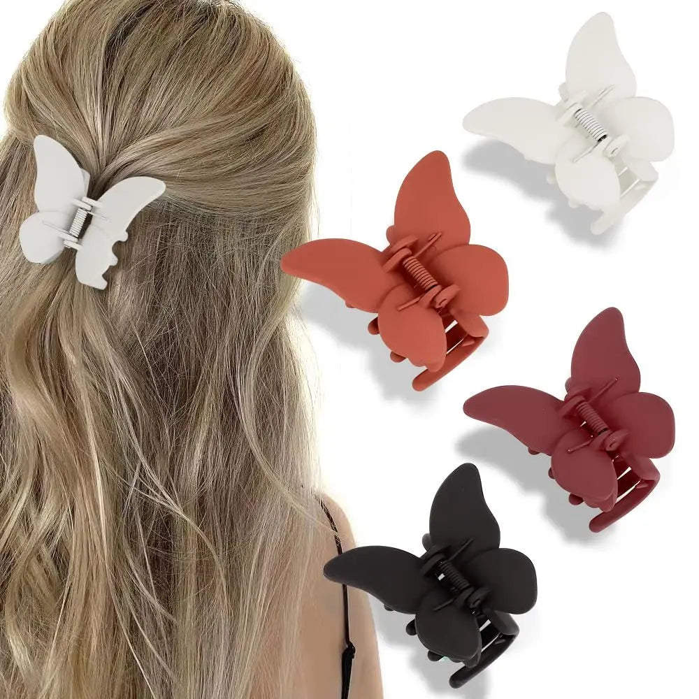 Matte Butterfly Hair Claw Solid Simple Ponytail Holders Barrettes Sweet Fairy Hair Clip Elegant Hairpin Claw Styling Accessories