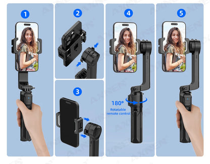 AXNEN HQ2-SE Smartphone Gimbal Stabilizer Handheld Mobile Shooting Stabilizer for Gopro Action Cameras Android iPhone Video Vlog
