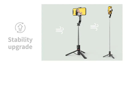 Wireless Selfie Stick for Smartphone, 44 Inch Tripod with Bluetooth Remote, Portables Foldable Stand for Vlog Shooting Record