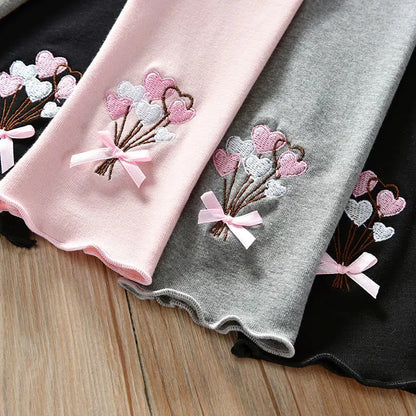 Girls 1-7 Years Old Comfortable Leggings At Home Wear Children'S Spring And Autumn Outdoor Embroidered Kids Daily Casual Pants