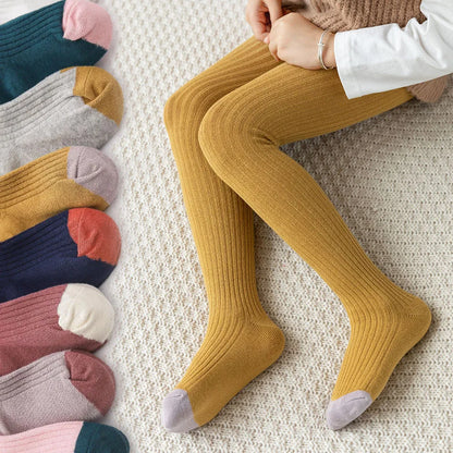 Baby Tights for Girl Spring Autumn Stockings Children Warm Pantyhose Kids Cotton Pants Candy Color Ribbed Girl Trousers 0-8 Year