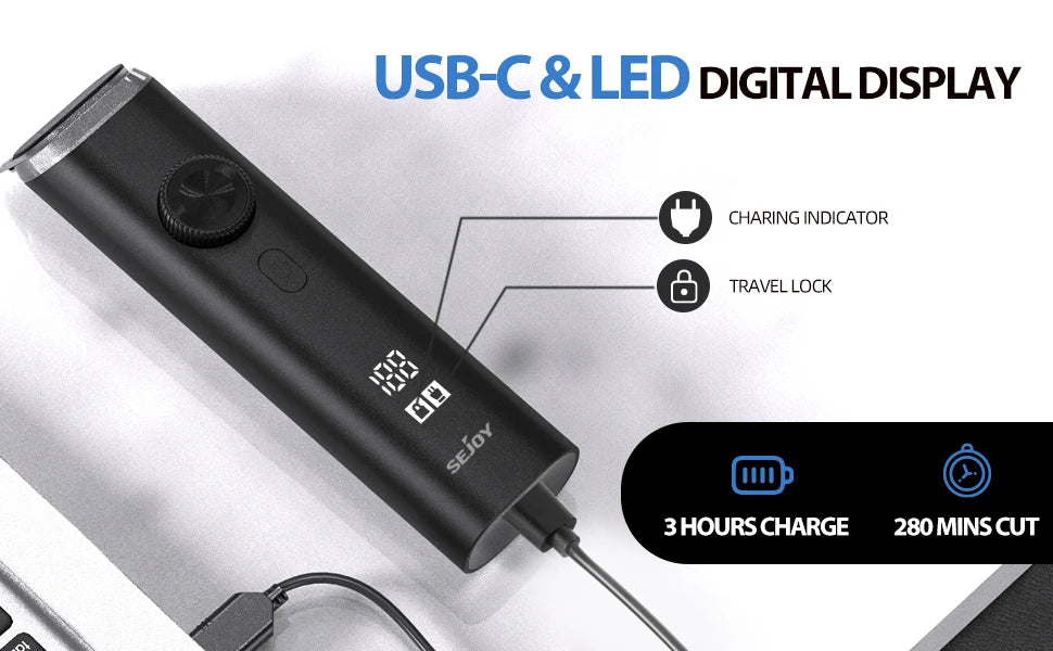 Sejoy Electric Hair Clippers Nose Hair Trimmer For Man Ears Cordless Men's Beard Trimmer Kit 8 in 1