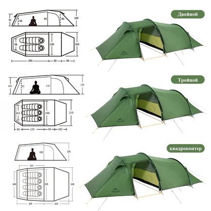 Naturehike Opalus 2 3 4 Tent 2 3 4 Person Hiking Tent 4 Season Tent Ultralight Family Travel Tent 20D Waterproof Camping Tent