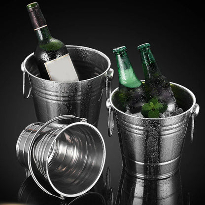 Stainless Steel Ice Bucket Ice Chiller Cooler With Handle Ice Cube Container Portable For Wine Champagne Beer Party Bar Tools