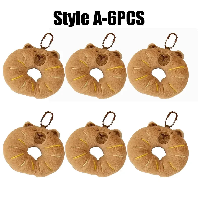 Cartoon Capybara Pendant Decoration Soft Plush Bread Key Chain Plush Stuffed Croissant Food Plush Keychain Hanging Accessory