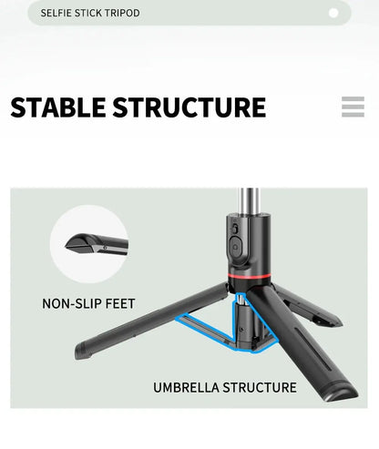 Wireless Selfie Stick for Smartphone, 44 Inch Tripod with Bluetooth Remote, Portables Foldable Stand for Vlog Shooting Record