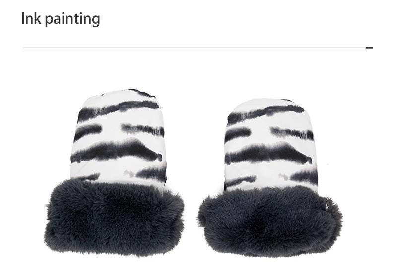 Stroller Gloves 1 Pair Winter Windproof Warm Cute Bear Brown Style Universal Prams Gloves Waterproof Baby Stroller Accessories