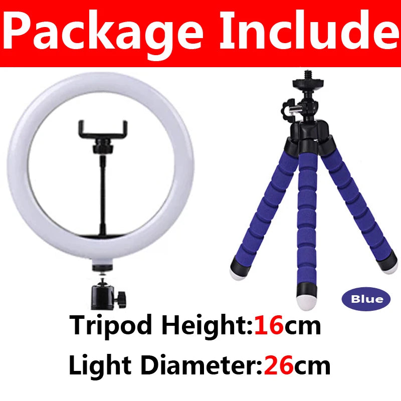 12 inch LED Ring light Photography Lighting Phone Ringlight With Tripod Stand USB Round Fill Lamp for Youtube TikTok Video Live
