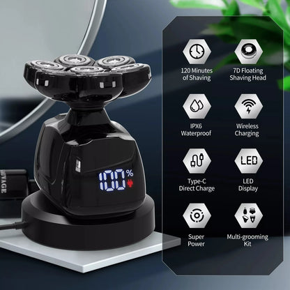 Sejoy Bald Men Hair Clippers Set Body Hair Shaving Machine Electric Head Shaver Facial Beard Trimmer Stainless Steel Blades