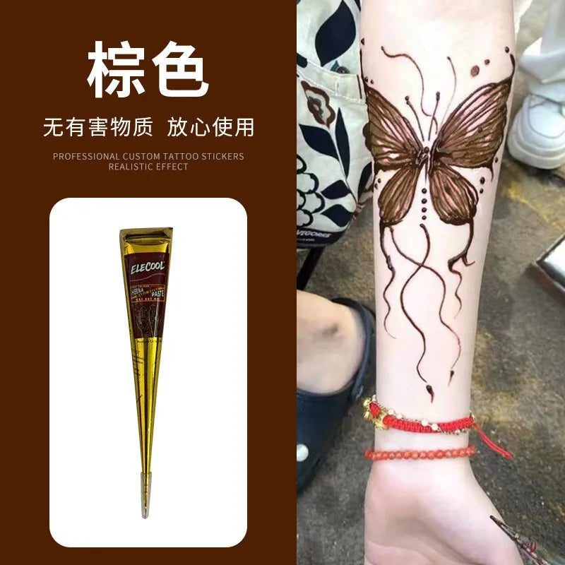 25g Indian Henna Dark Red Tattoo Paste Temporary Henna Cones For Tattoo Body Art Sticker Special Body Art Paint Henna