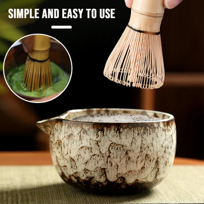 6PCS Japanese Matcha Tea Set Safe Bamboo Whisk Teaspoon Tea Sets Matcha Bowl Matcha Whisk Holder for Tea Lovers Tea-Making Tools