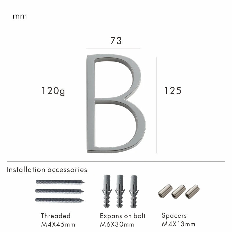 Nurlin 5 inchs 125mm Luxury Address Big House Numbers Modern Gold Black Silver Floating Signage Outdoor Digits Mailbox Sign
