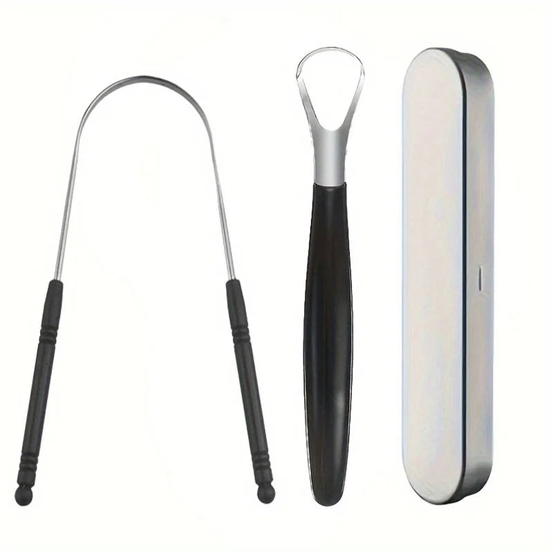 A Stainless Steel Tongue Scraper Designed to Bad Breath, This Reusable Oral Hygiene Tool Serves As a Tongue Cleaning Beauty