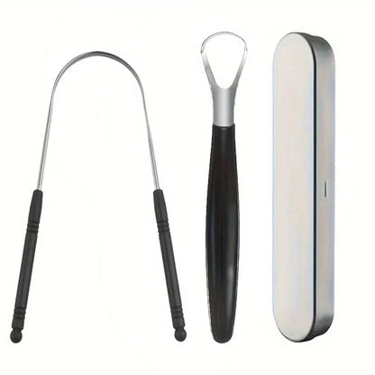 A Stainless Steel Tongue Scraper Designed to Bad Breath, This Reusable Oral Hygiene Tool Serves As a Tongue Cleaning Beauty