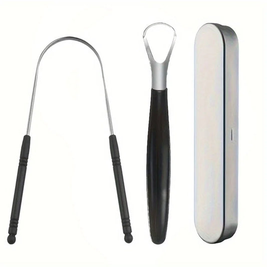 A Stainless Steel Tongue Scraper Designed to Bad Breath, This Reusable Oral Hygiene Tool Serves As a Tongue Cleaning Beauty