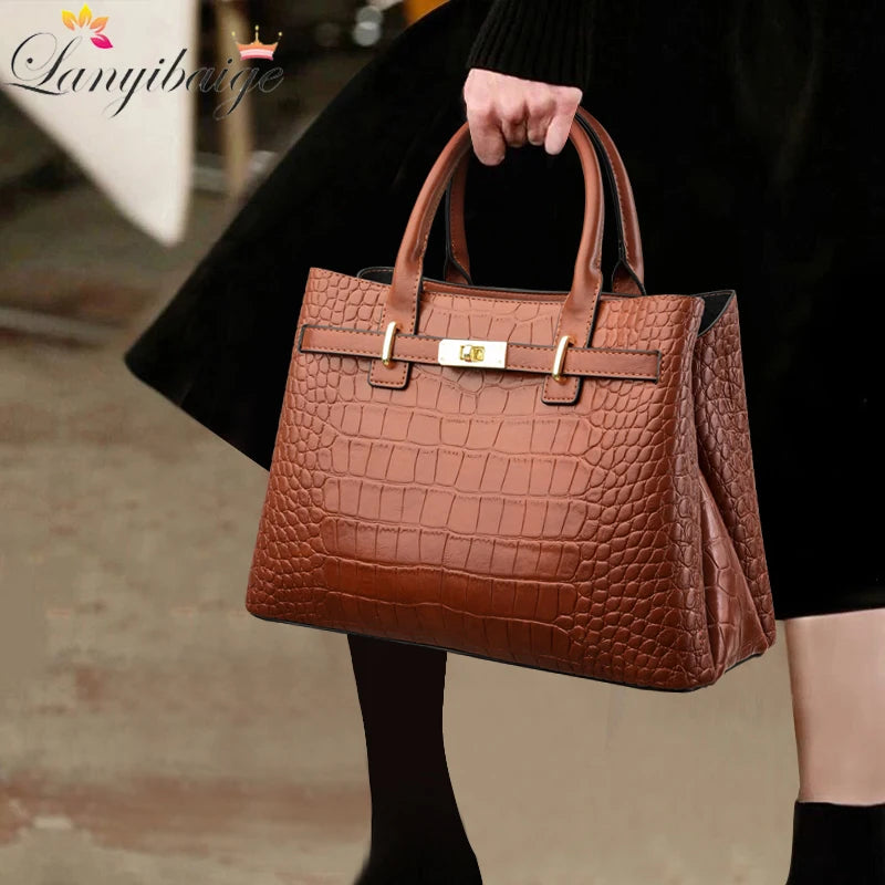 Famous Brand Ladies HandBags High Quality Crocodile Stripe Three Main Bags Designer Crossbody Shoulder Bag For Womens Tote Bag