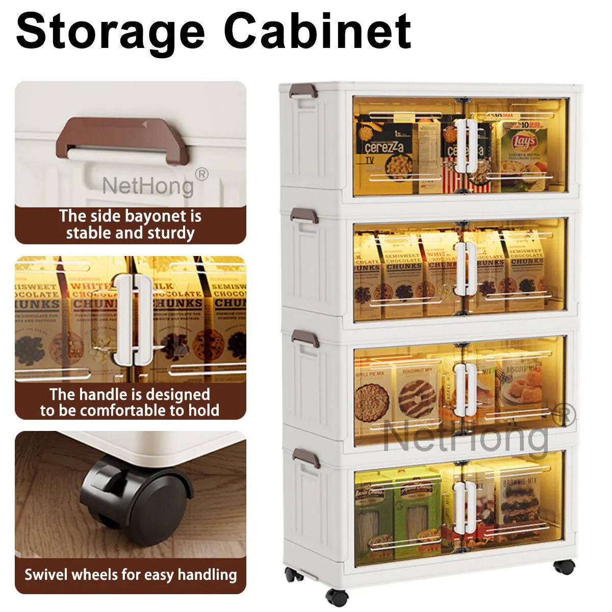 3/4/5 Tier Stackable Foldable Storage Organizer Folding Closet Bins With Lid&Wheels