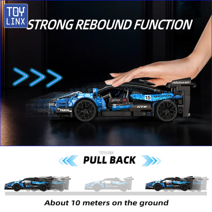 ToylinX 1/18 523 PCS Technical Mechanical Supercar Racing Racing Building Block Assembled Toy Car for Kids Boy Christmas Gifts