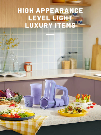 Electric Cheese Grater Portable Salad Maker With 3 Different Shapes of Blades 40W Electric Rotary Slicer Shredder ABS304