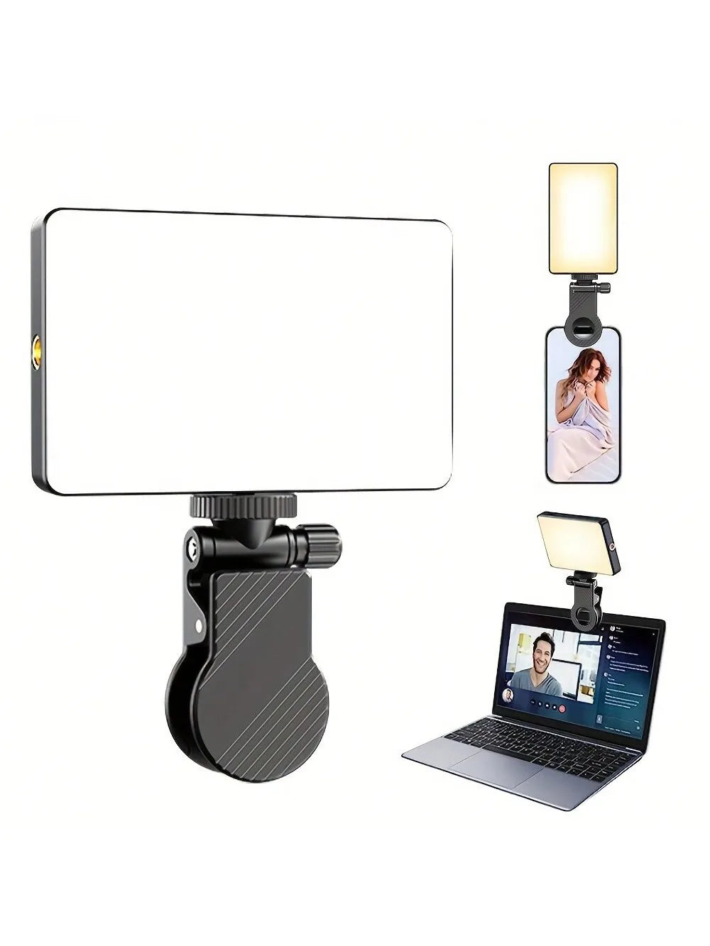 Rechargeable Selfie Light, Phone Fill Light with Clip, Portable Detachable Clip-On Video Light for Selfies, Makeup, Live Streaming, Suitable for Iphone, Android, iPad Smartphones