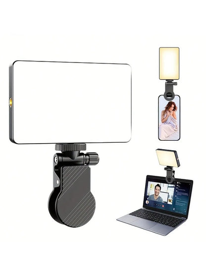 Rechargeable Selfie Light, Phone Fill Light with Clip, Portable Detachable Clip-On Video Light for Selfies, Makeup, Live Streaming, Suitable for Iphone, Android, iPad Smartphones