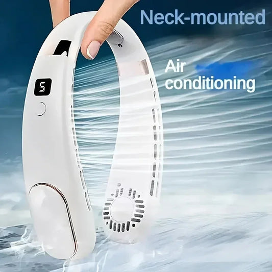 Neck Fan Rechargeable, 4000mAh Portable Neck Fan with Digital Display, 5 Speeds 75% Stronger Cooling, Hands-Free Personal Fan