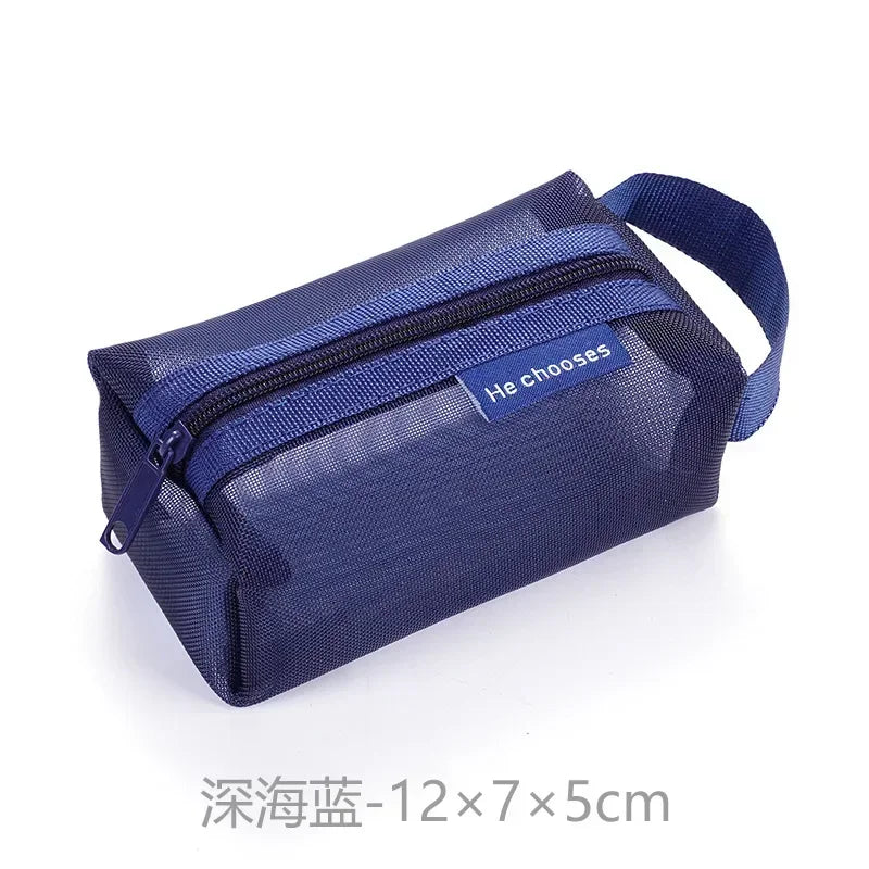 Dark Series Vintage Three-dimensional Square Nylon Mesh Coin Purse Pouch Large Capacity Key Lipstick Earphone Organizer Card Bag