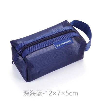 Dark Series Vintage Three-dimensional Square Nylon Mesh Coin Purse Pouch Large Capacity Key Lipstick Earphone Organizer Card Bag