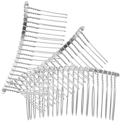 3 Pcs Iron Hair Comb 7 8cm Silver Metal Wire 20 Teeth Bridal Veil Comb Wedding Headdress Craft Hairpiece DIY Accessory For Pins