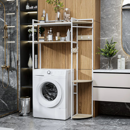 Aufbewahrungsregal mit 4 Haken, platzsparende Ablage, für Bad und Waschmaschine, über der Toilette